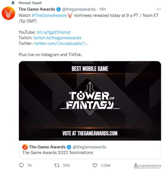 TGA各大奖项提名公布《幻塔》入围最佳移动端游戏
