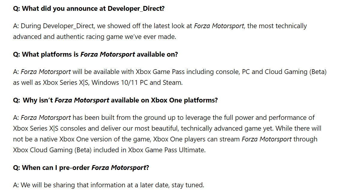 微软称《极限竞速》新作Xbox One版不是原生 可通过云串流游玩